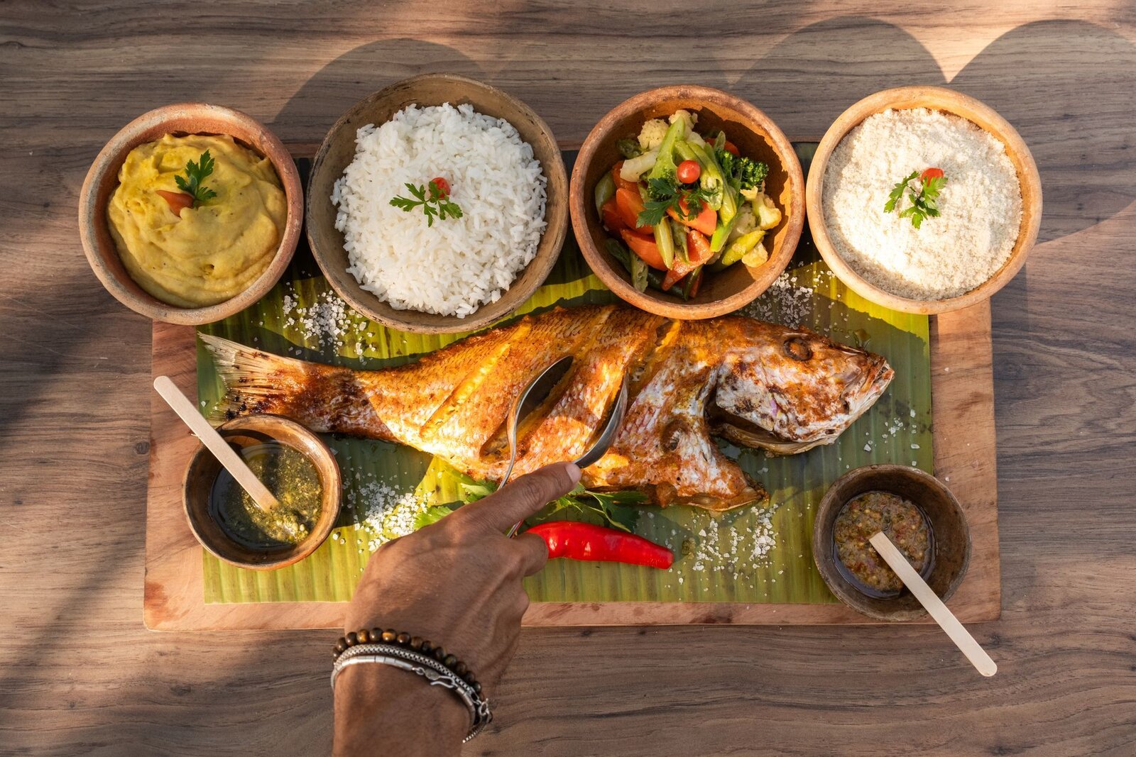 Gastronomia afro-baiana · peixe e arroz